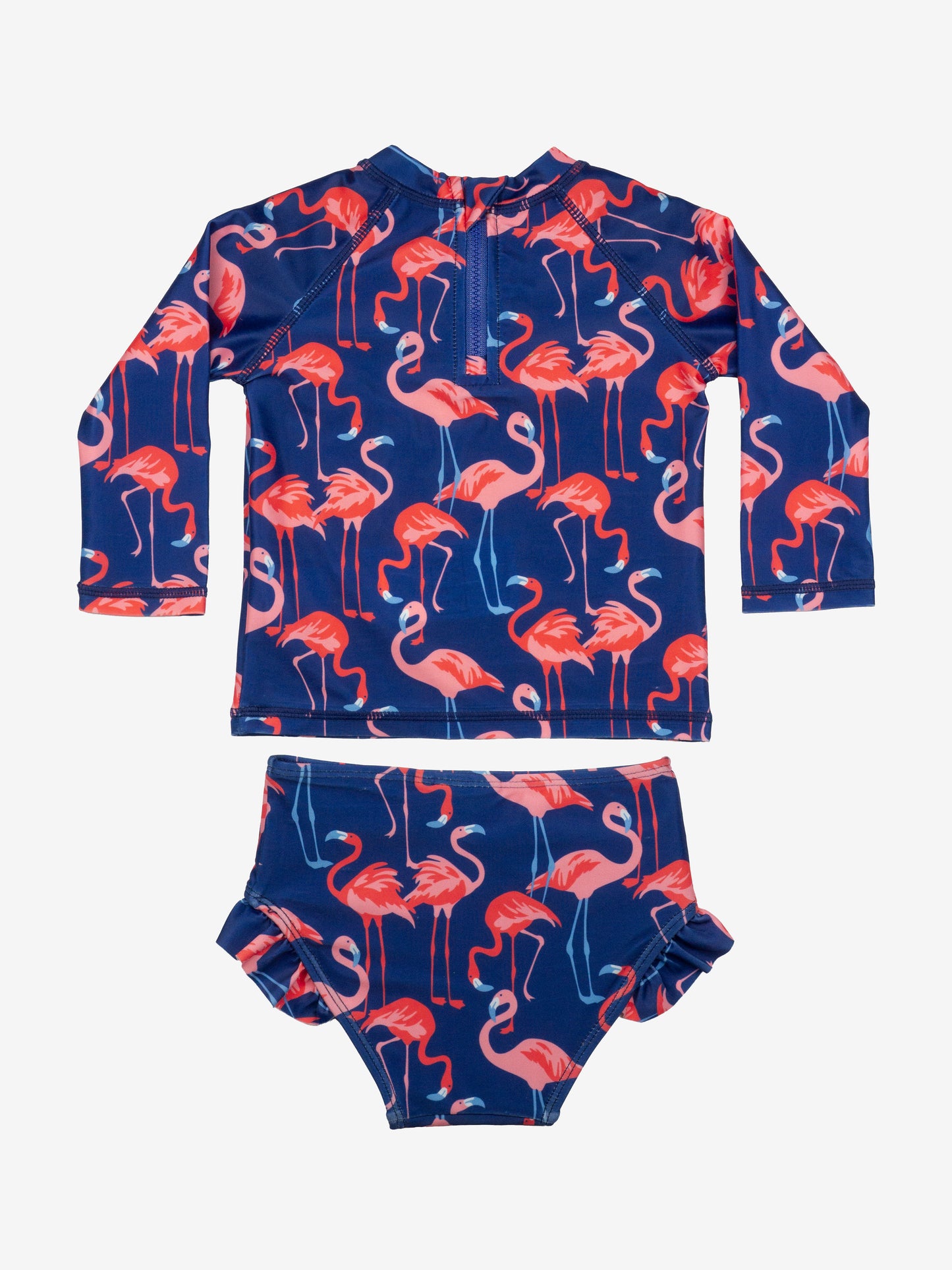 Baby Girls Rash Guard Swimsuit Set in Flamingo
