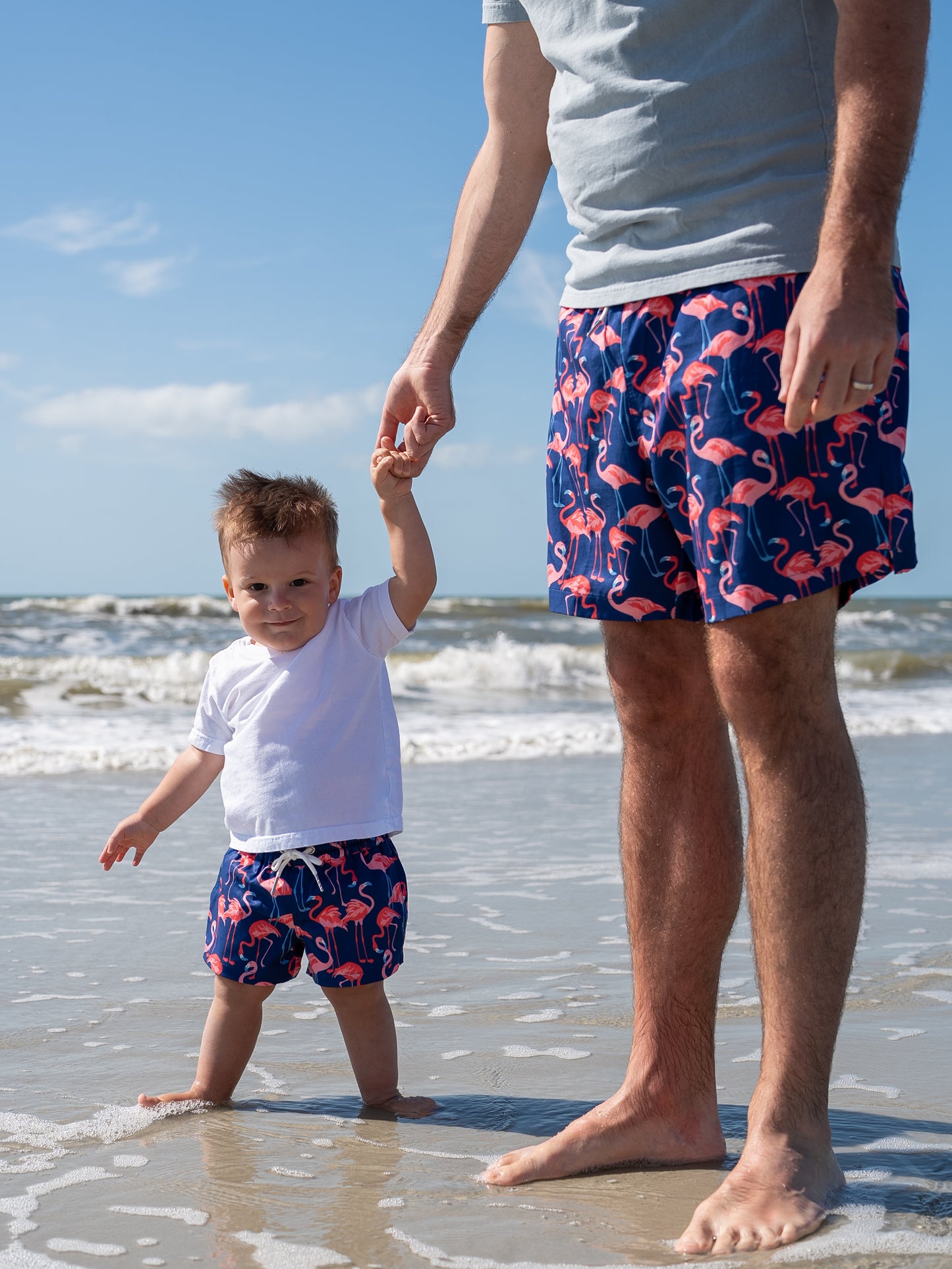 Family Matching Swimwear in Flamingo Print