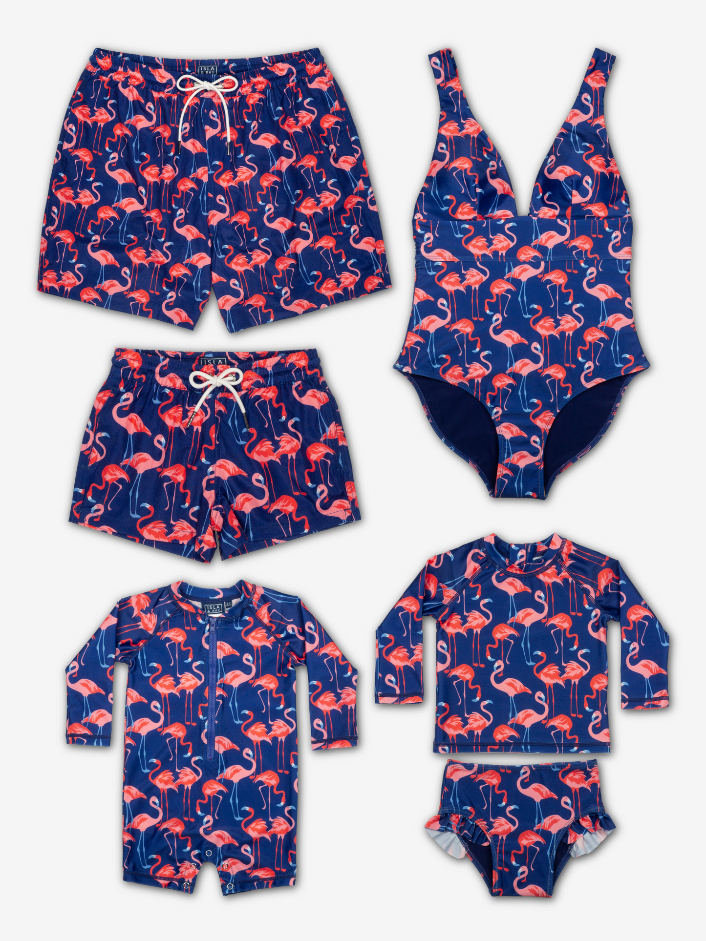 Family Matching Swimwear in Flamingo Print