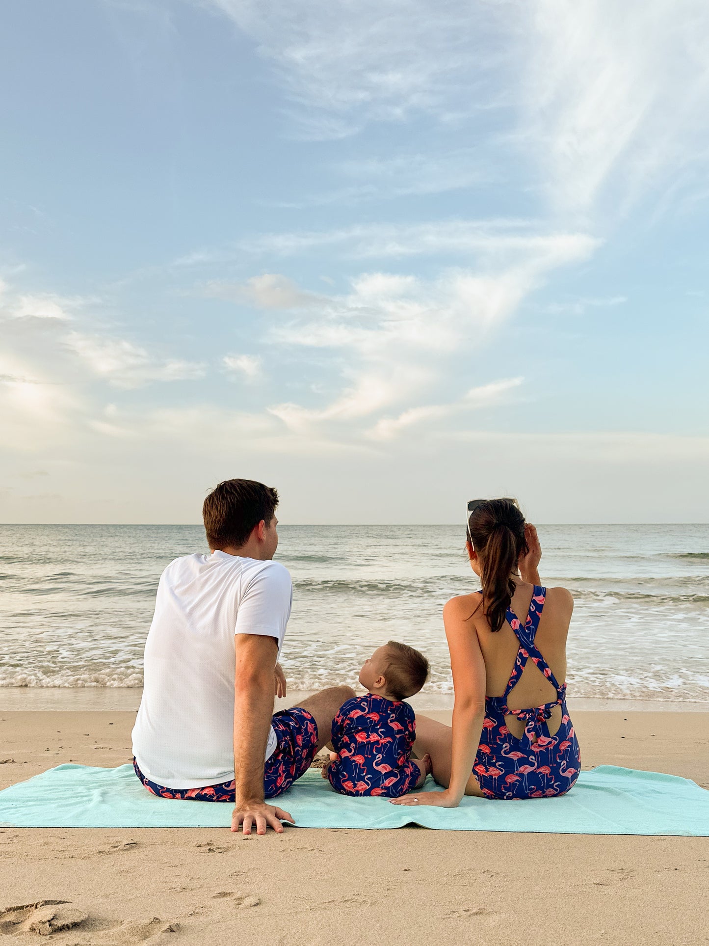 Family Matching Swimwear in Flamingo Print