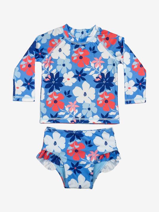 Baby Girls Rash Guard Swimsuit Set in Floral