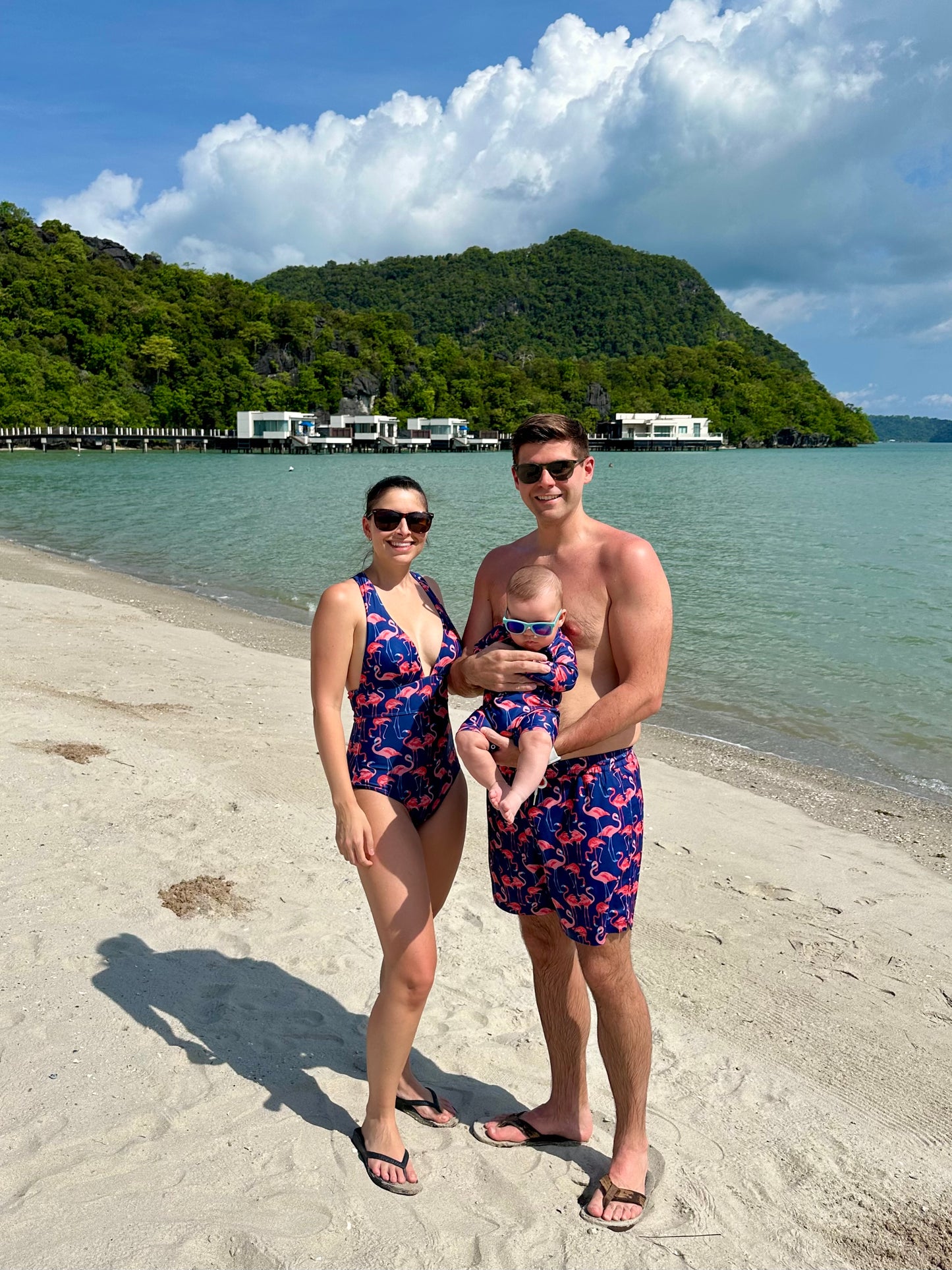 Family Matching Swimwear in Flamingo Print